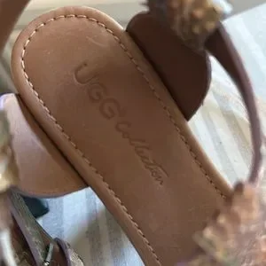 UGG | Shoes | Ugg Collection Fiorella Studded Snake Skin  UGG Collection “FIORELLA” studded snake skin platform heels. Tan/Gold. Sz 6 VGUC main image 0